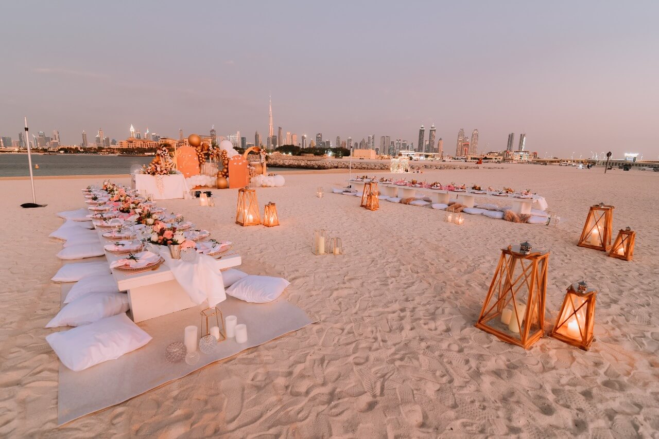 A beautiful beach Wedding set up in Dubai by 7PQRS