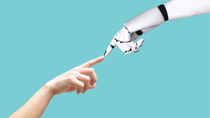 Human finger touching Robot finger